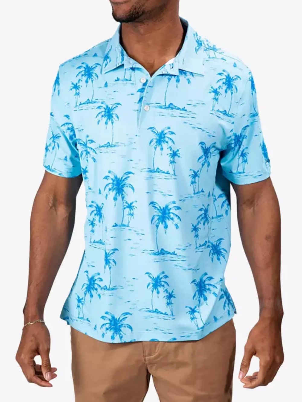 Chubbies Stay Palm Performance Golf Polo Blue Palm Size XXL Beach Summer